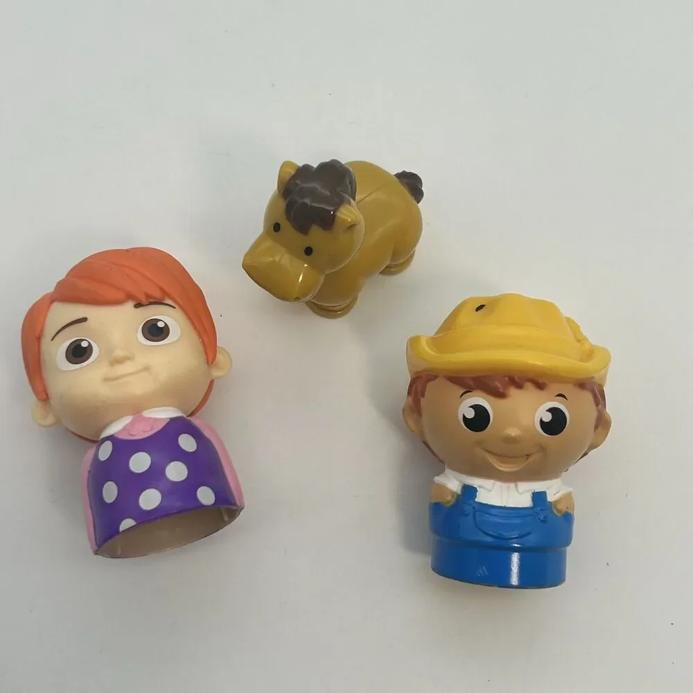 Mega Blocks Farmer Male with Yellow Hat Toy Boy Figure - 2.5” And Horse Lot Of 3